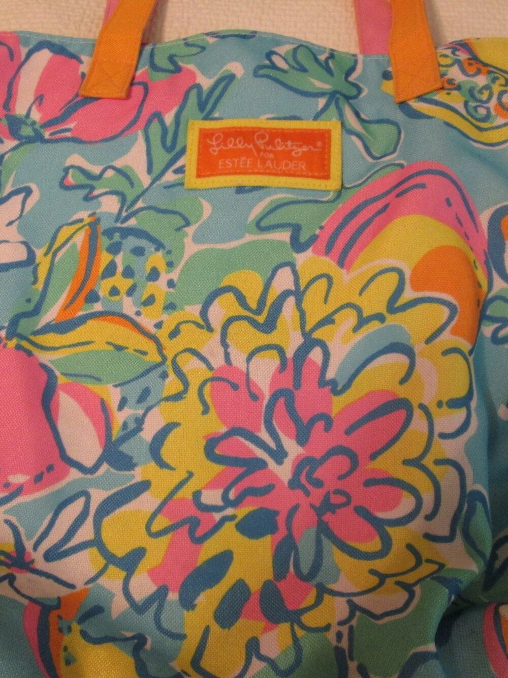 Lilly Pulitzer for Estee Lauder Colorful Canvas Tote Bag
